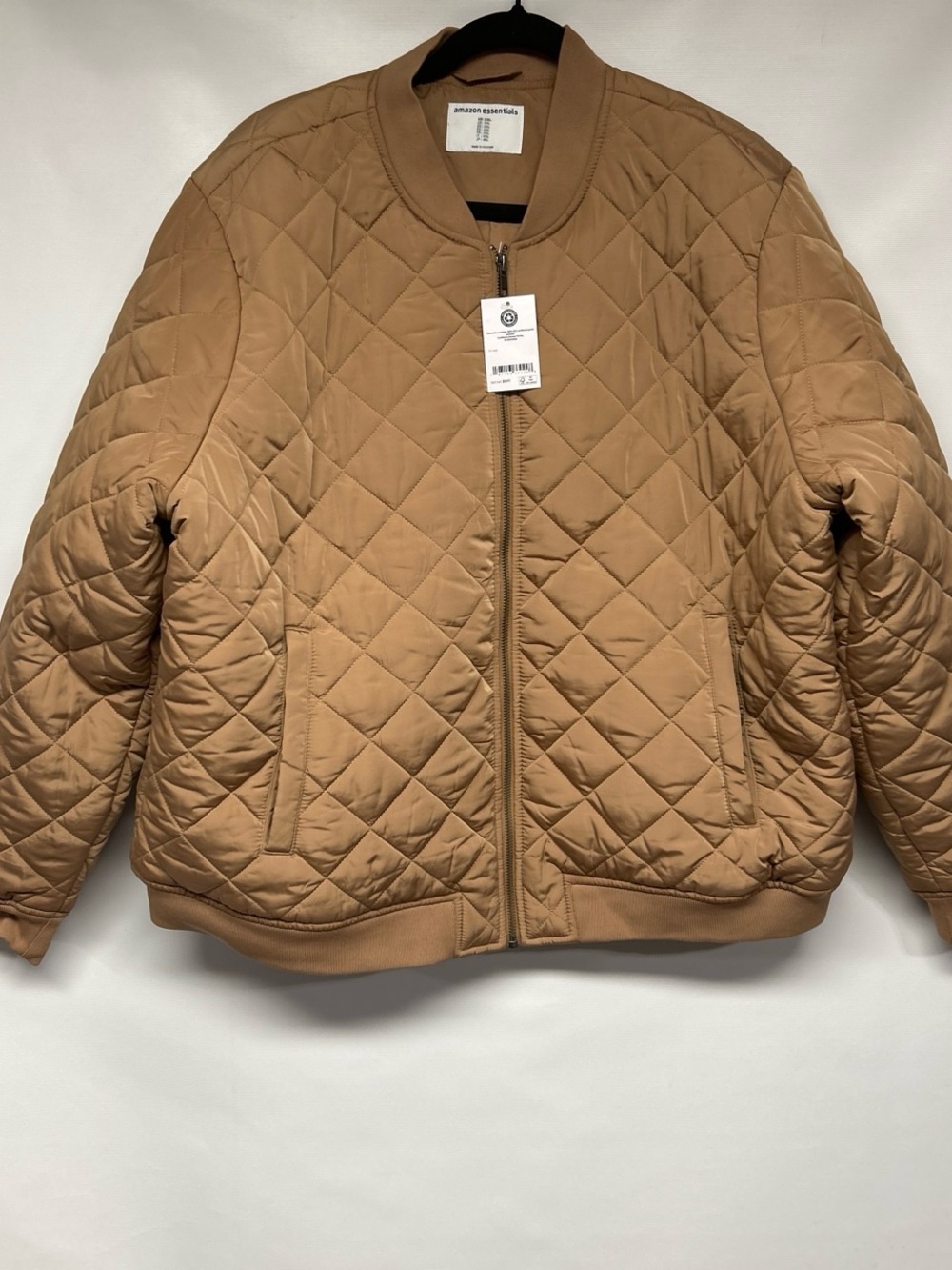 Amazon Essentials Quilted Bomber Jacket in Camel